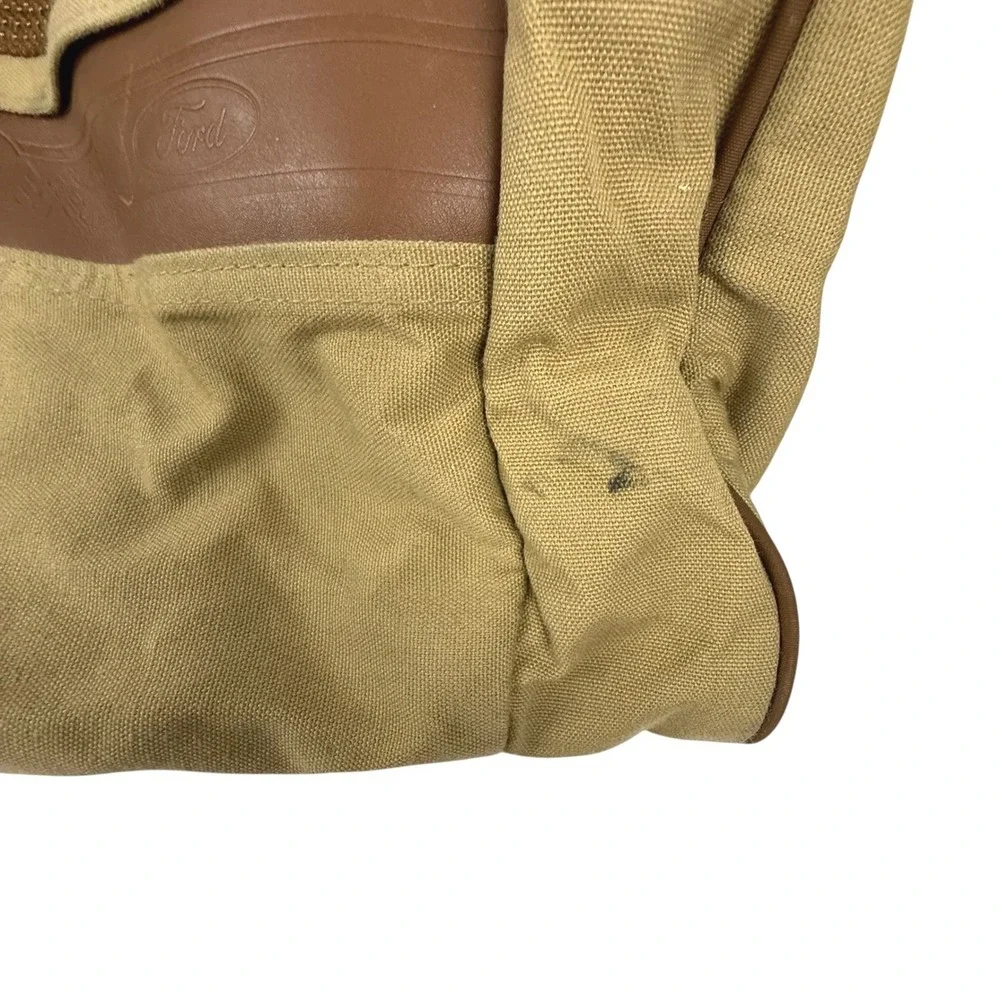 Eddie Bauer Ford Duffel Bag Tan Canvas Travel Gym Weekender‎ Luggage Pocket